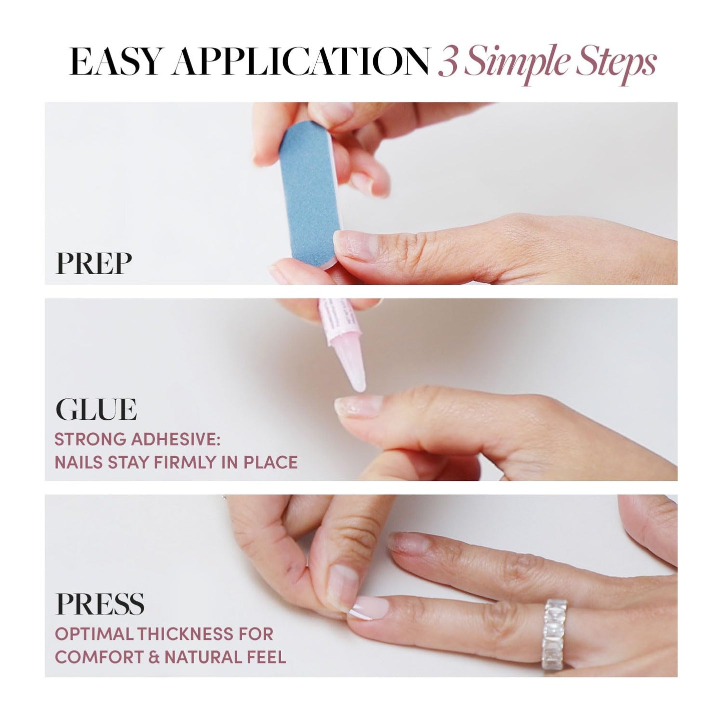 Glamnetic Press On Nails - Exposed | Medium Coffin Fake Nails with Nude Opaque Neutral, Salon Quality | 15 Sizes - 30 Nail Kit
