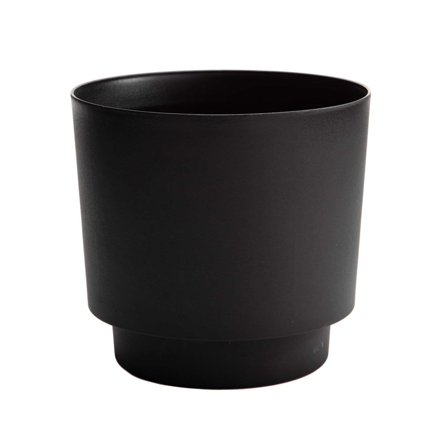 Bloem Hopson Decorative Resin Cachepot with Metal Stand, 10" Indoor and Outdoor Planter with Gold Metal Stand, Black