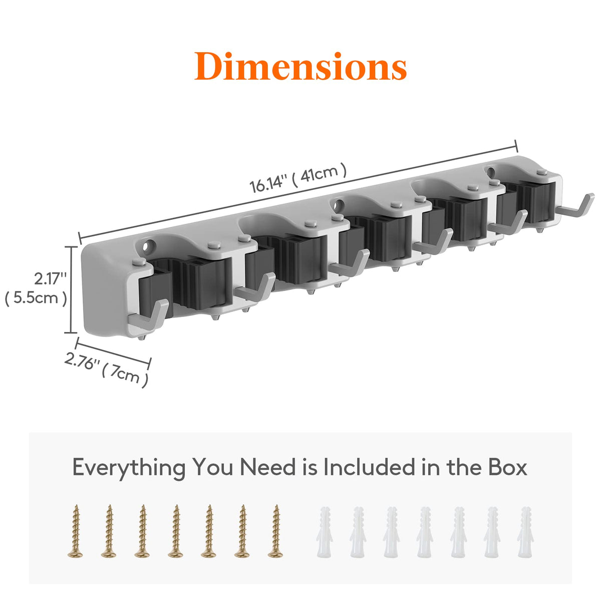 Mop and Broom Holder Organzier Wall Hanging Mount (2 Count)