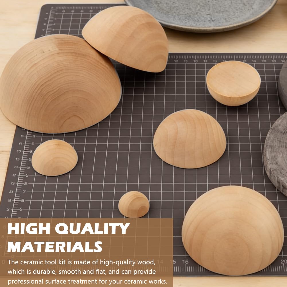 8Pcs Half Round Pottery Tools Set, Wooden Ceramic Top Forms & Plaster Molds for DIY Bowls, Plates, Dishes, Slump Press Art Making Supplies(Original,Size:8 Sizes)