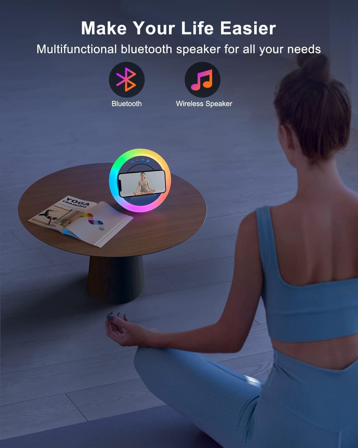Swarmir Bluetooth Speaker Night Lights, Wireless Charging Kids Speaker, Color Changing Modern Bluetooth Lamp,Teenage Boys Girls Gifts Ideas