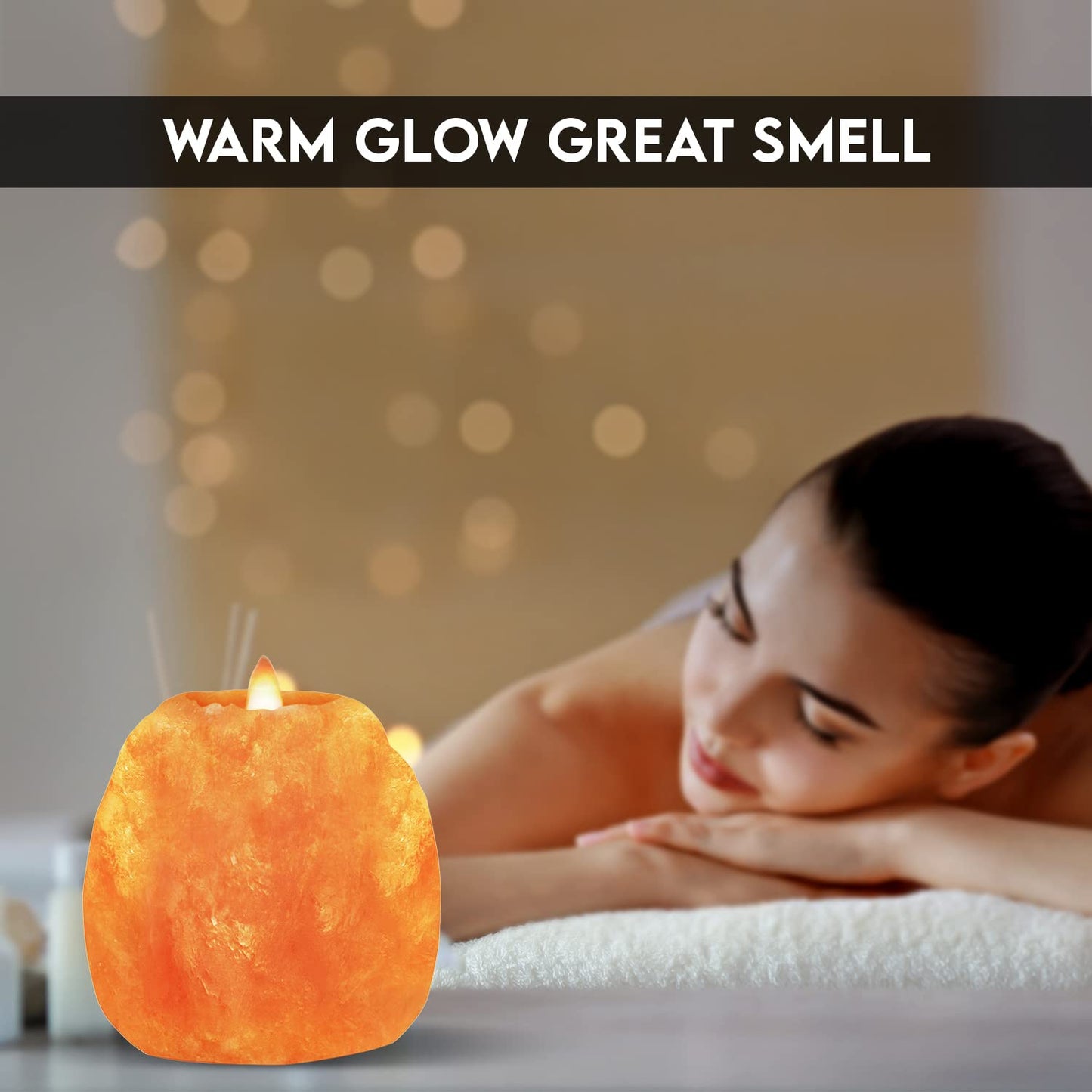 Himalayan Glow Tealight Candle Holder, Home Décor Natural Style Hand Carved Salt Lamp - 2 Pack