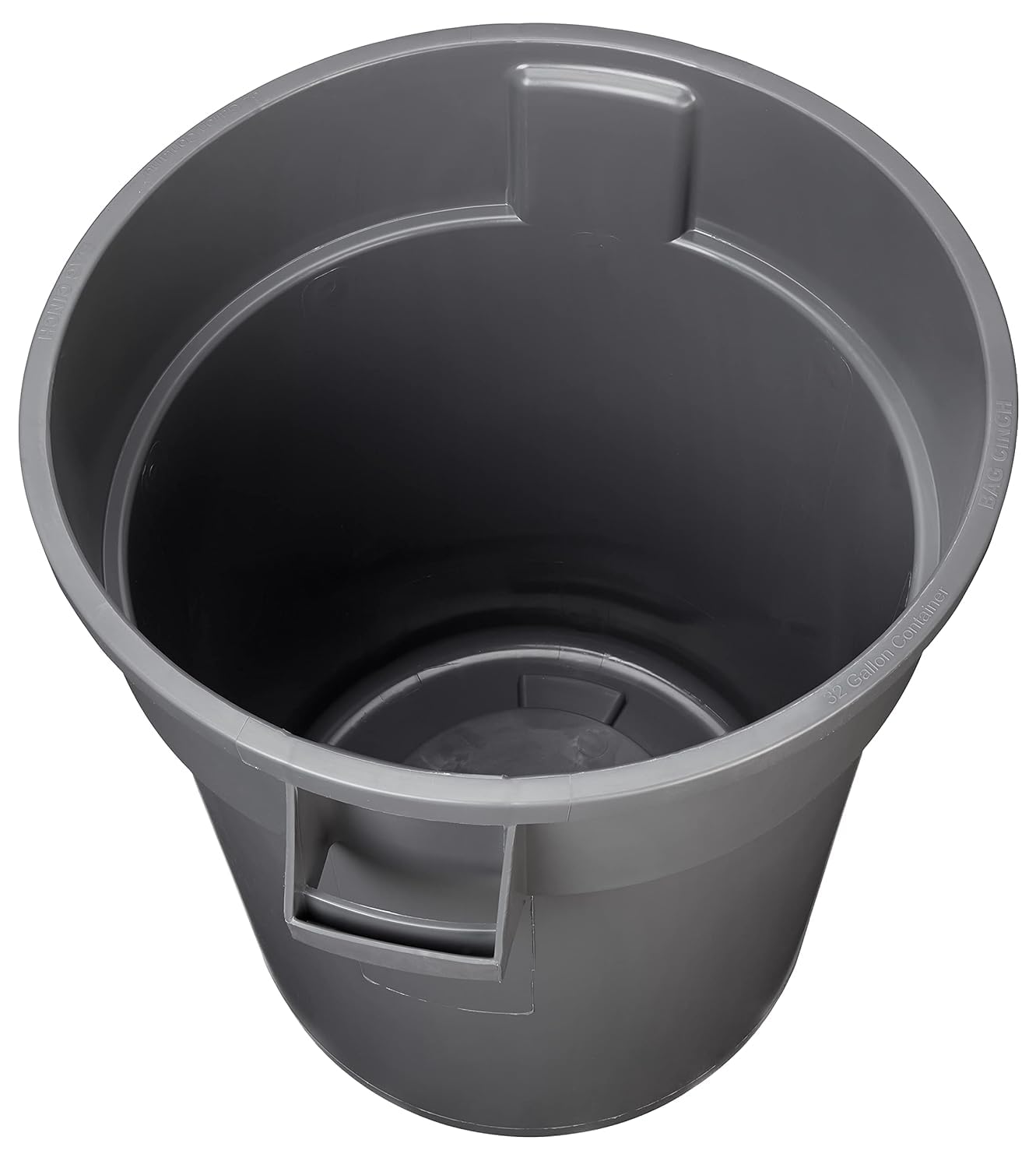Amazon Basics Heavy Duty Sturdy Round Trash Can, 32 Gallon, Grey, Pack of 2