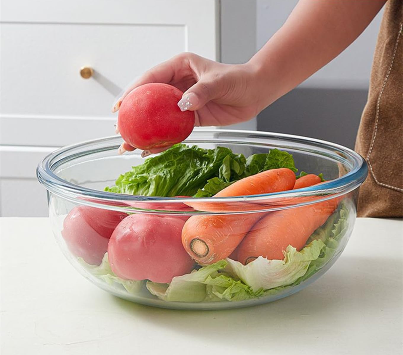 ADESUGATA Glass Mixing Bowl, Suitable for Salads, Heat-Resistant Mixing, kneading, Fermentation, Baking and whisking
