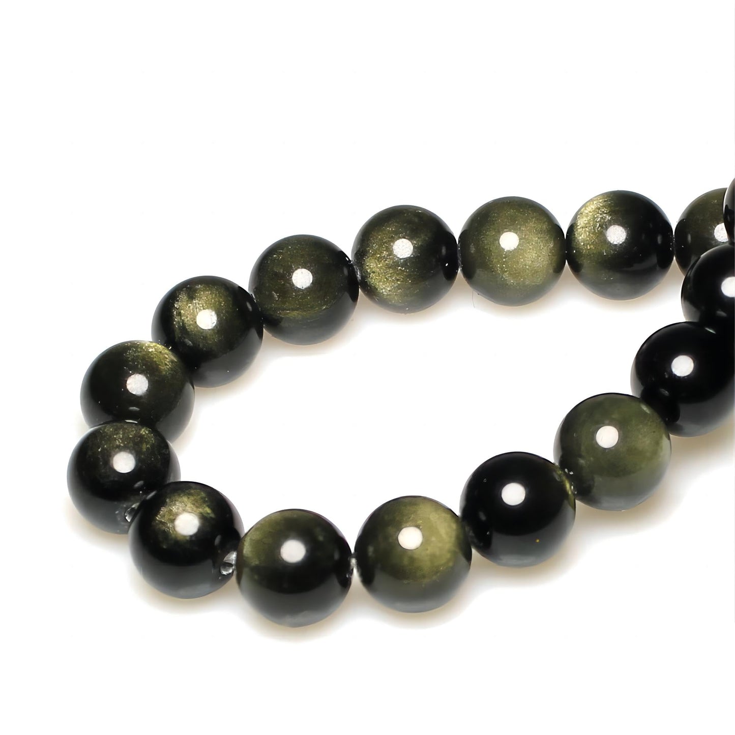 MJDCB Rare Collection Natural Stone Beads Gold Obsidian Round Loose Beads for Jewelry Making DIY Bracelet Necklace (6mm)