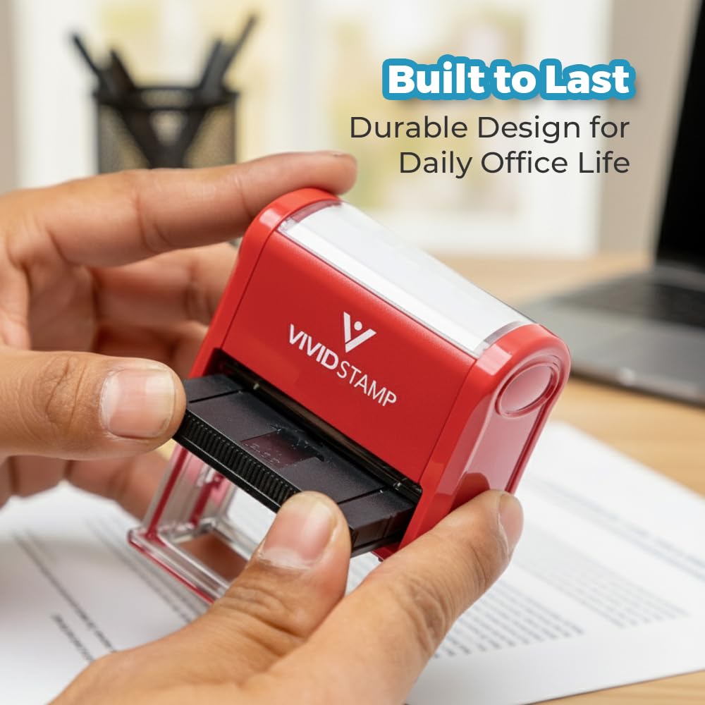 TIME Sensitive DOCUMENTS Enclosed Self Inking Rubber Stamp (Red Ink) - Large
