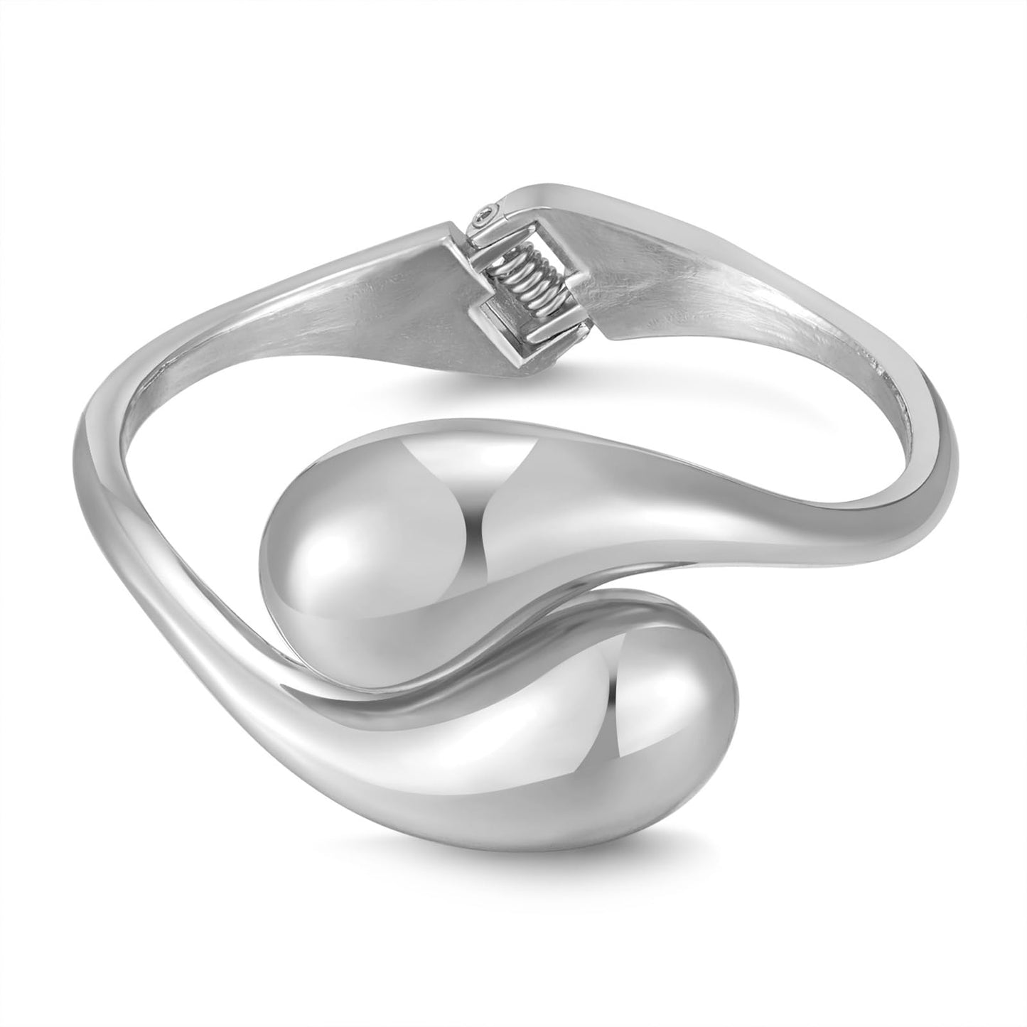 ENSKEFEN Silver Teardrop Cuff Bracelets for Women Chunky Hinged Waterdrop Bangle Bracelets Thick Silver Cuff Bangles Bypass Bracelet Statement Arm Cuffs Bracelet Fashion Jewelry