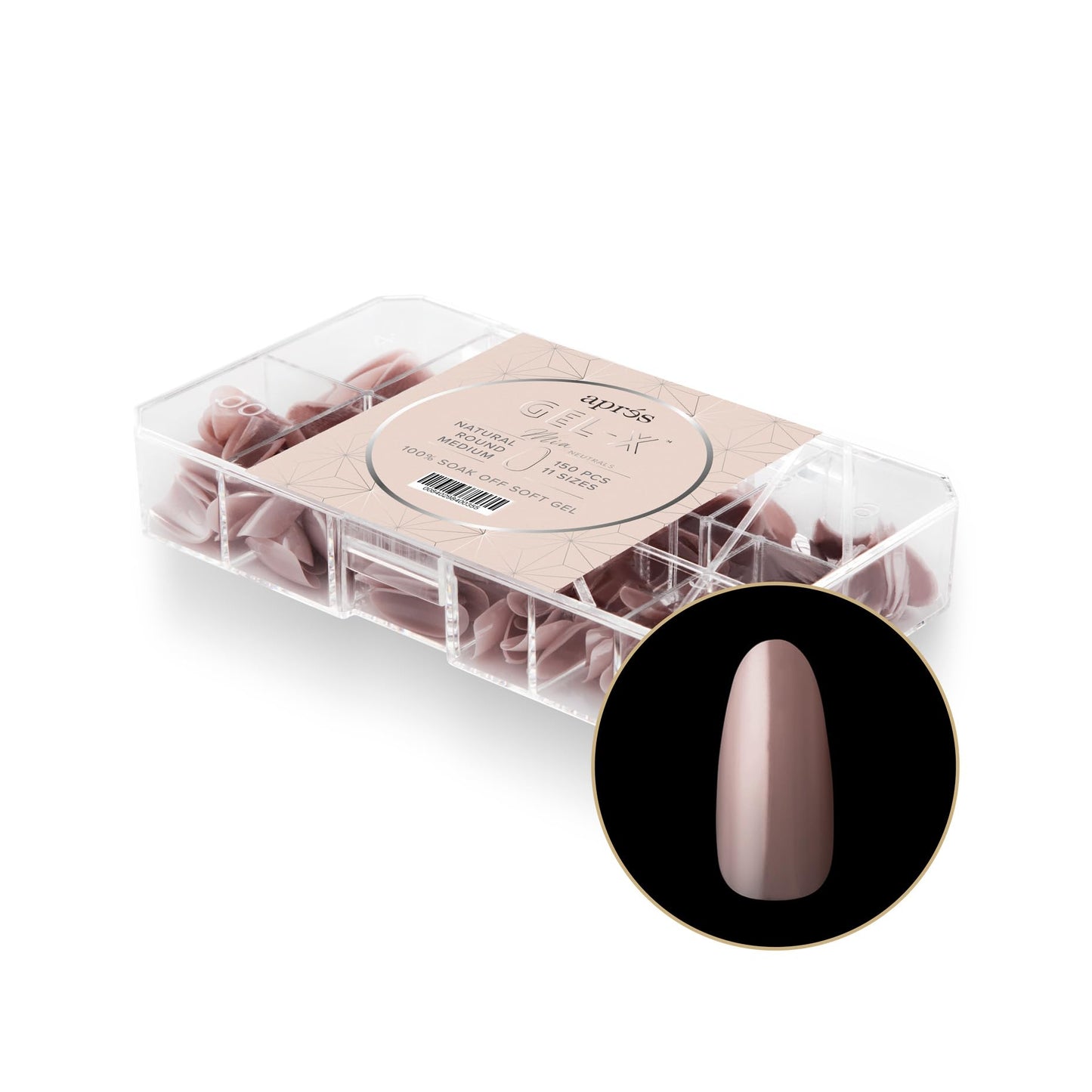 Apres Neutrals Gel-X Mia Box Of Press On Nails, 11 Sizes 00-9, Soft Gel Nail Tip Box (150pcs) (Natural Round Medium, 150pcs)