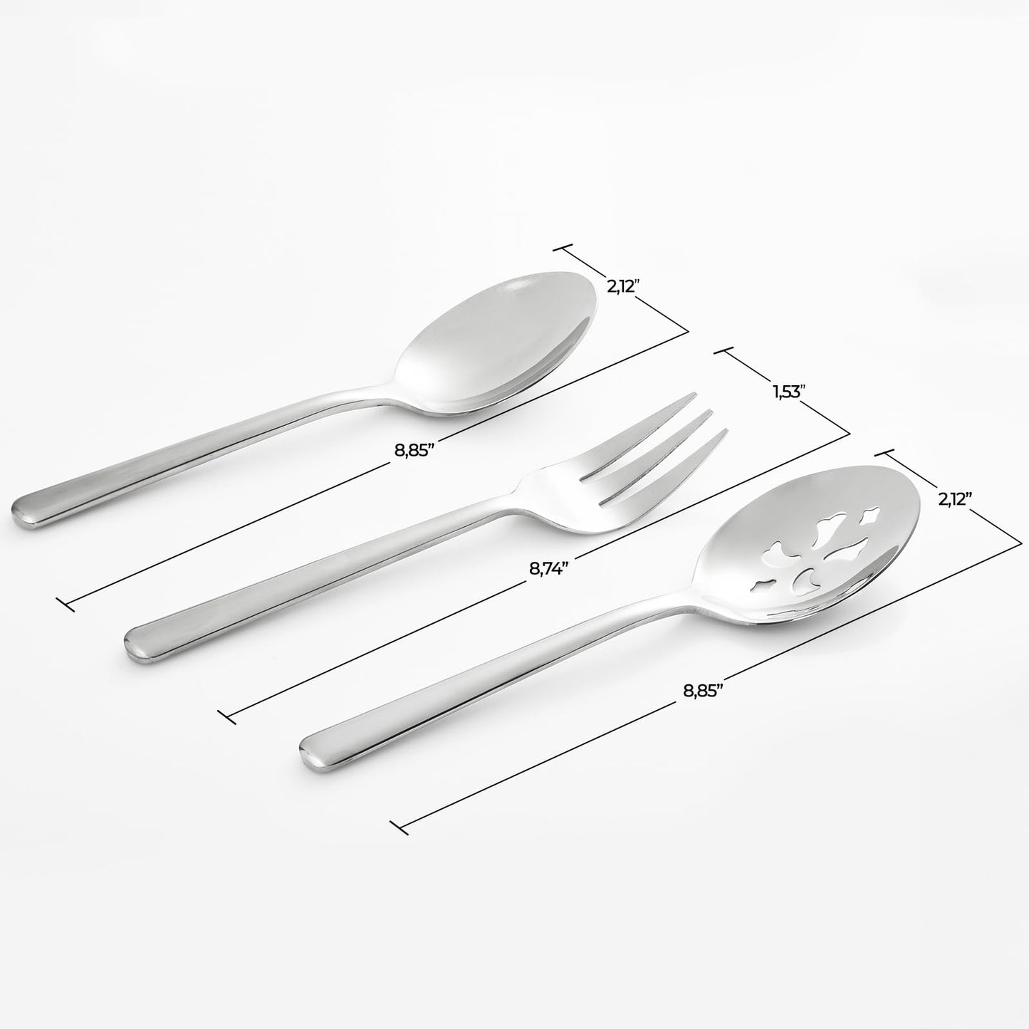 Serving Spoon x 2,Slotted Serving Spoon x 2,Serving Forks x 2,RTT 9 Inch Stainless Steel Catering Serving Utensils for Party Buffet Dinner Banquet Kitchen Basics (Silver Mirror Finish)