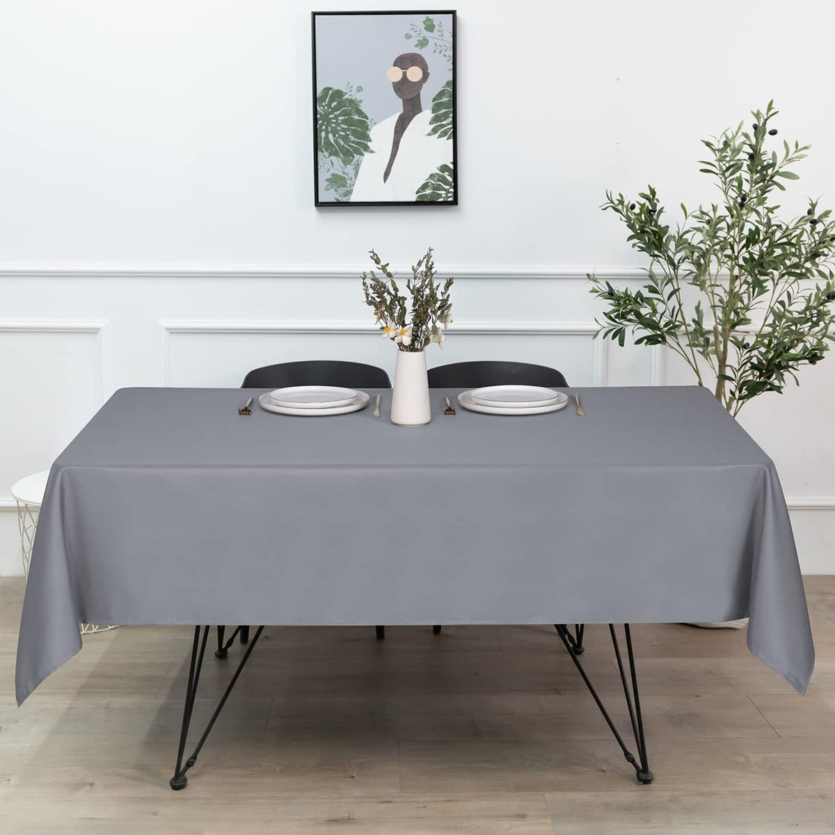 sancua Rectangle Tablecloth - 70 x 120 Inch - Stain and Wrinkle Resistant Washable Polyester Table Cloth, Decorative Fabric Table Cover for Dining Tables, Buffet Parties and Camping, Light Grey