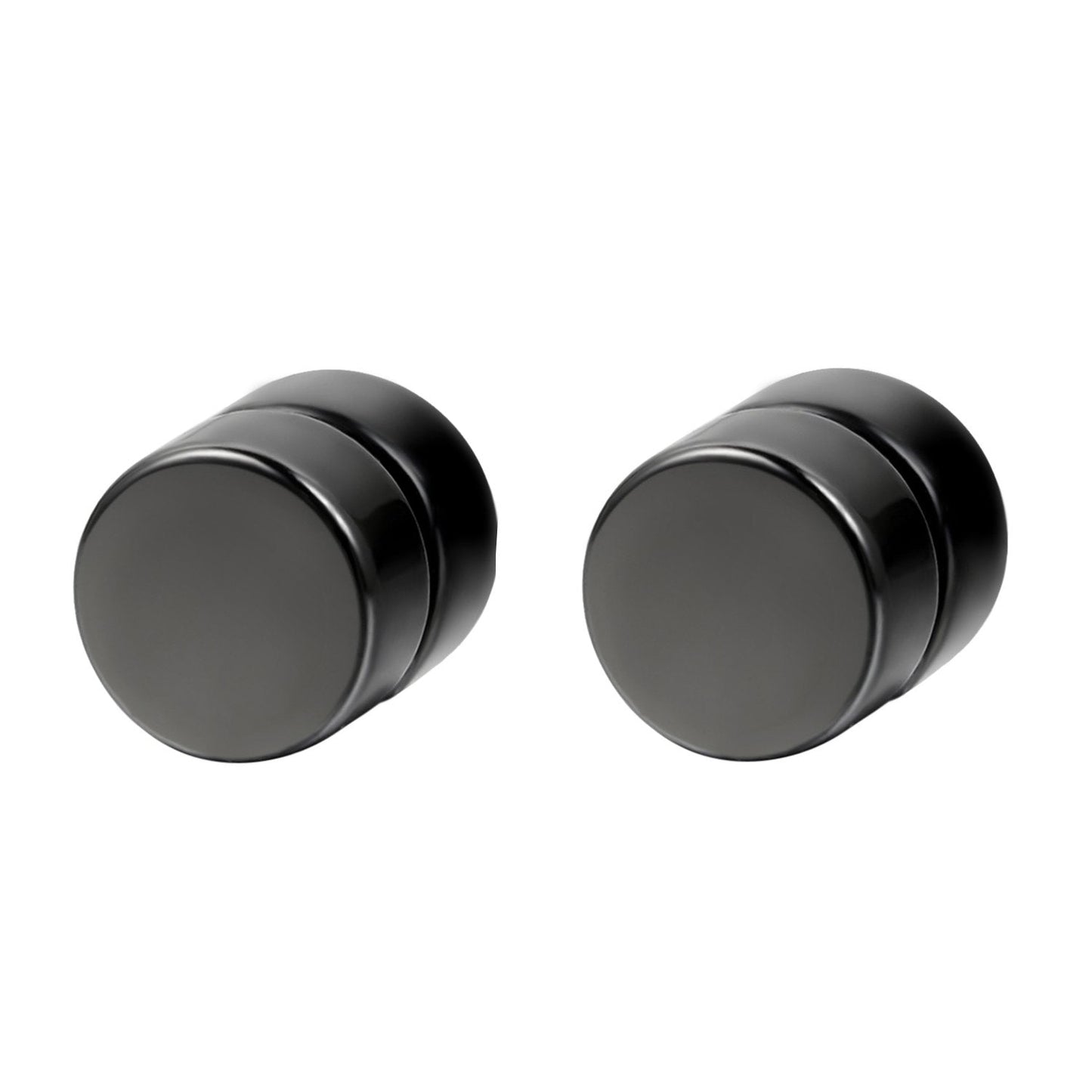 Flongo Men's Women Punk 8PCS 6-12mm Stainless Steel Black Magnetic Non-piercing Clip Fake Cheater Stud Earrings