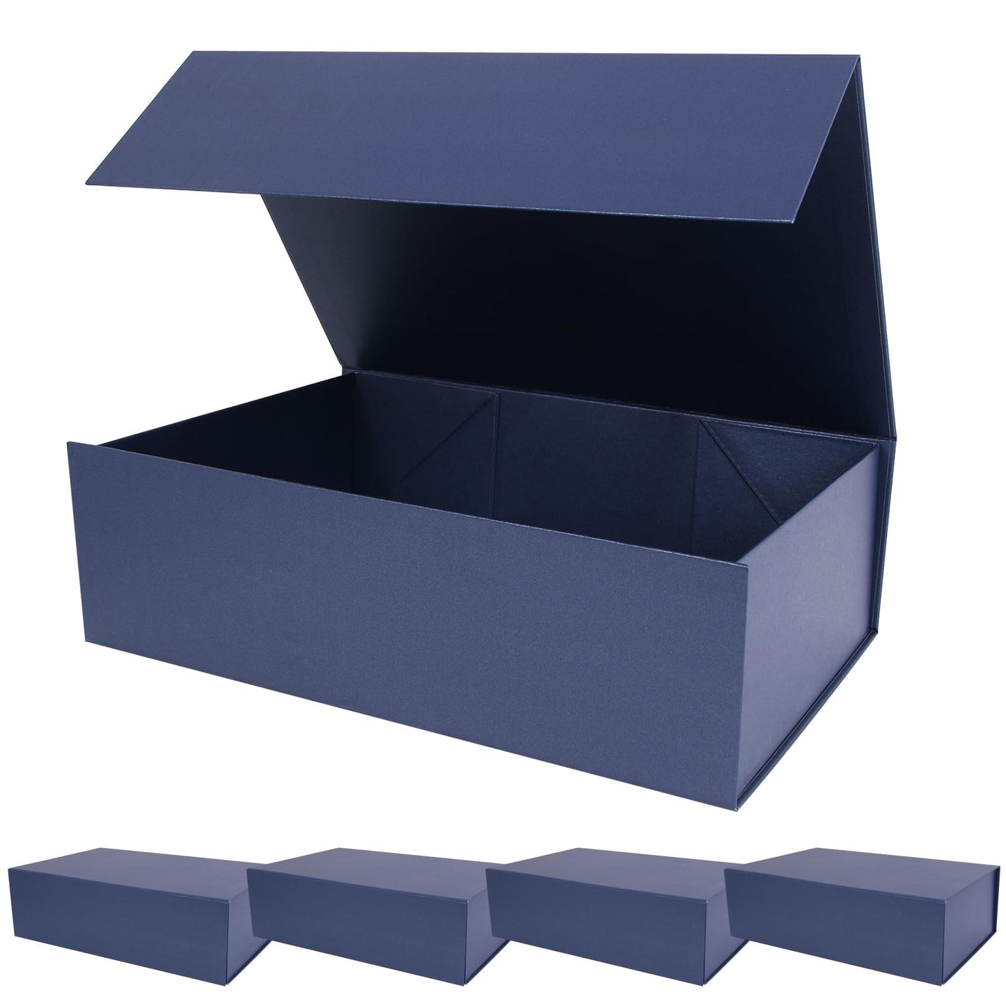 Aimyoo Navy Blue Magnetic Gift Boxes with Lids 13.8x9x4.3 in, Large Bridesmaid Groomsman Proposal Box, Rectangle Collapsible Box for Present Graduation Birthday Storage 5 Pack