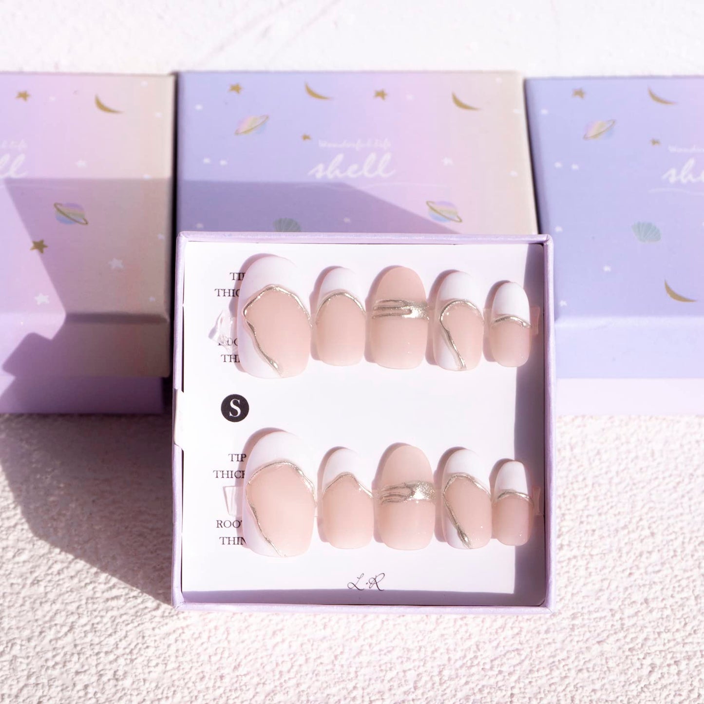 Light Rain Press on Nails - Milk, 3D Handmade white Reusable Gel UV Finished False nails, Hand-Painted with Design by Professional Manicurist, Medium Oval, Large Size