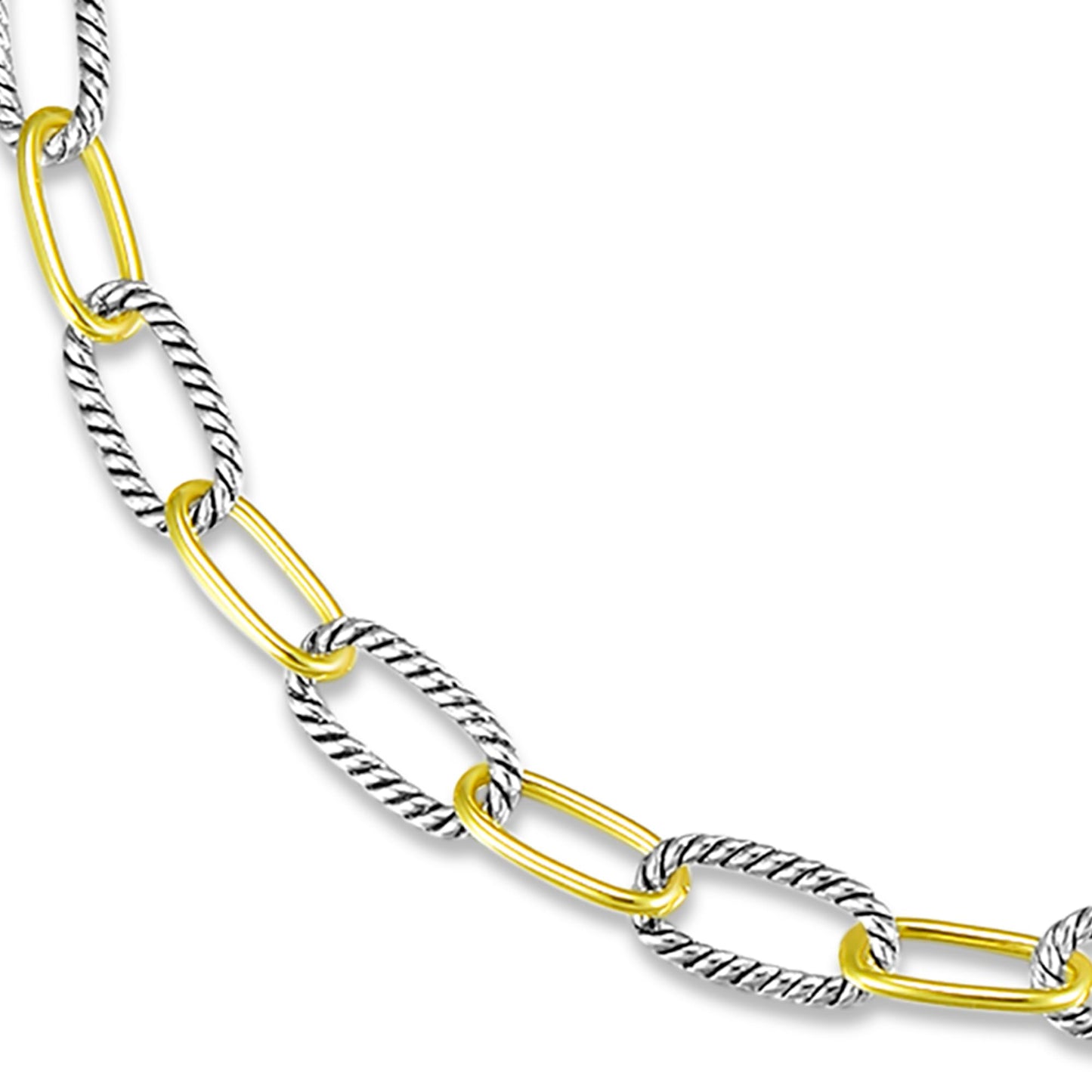 UNY JEWEL Twisted Cable Wire Paper Clips Link Chain Necklace Two Tone Designer Brand Inspired Look Alike Women Jewelry Valentine Christmas Gift Silver Tone