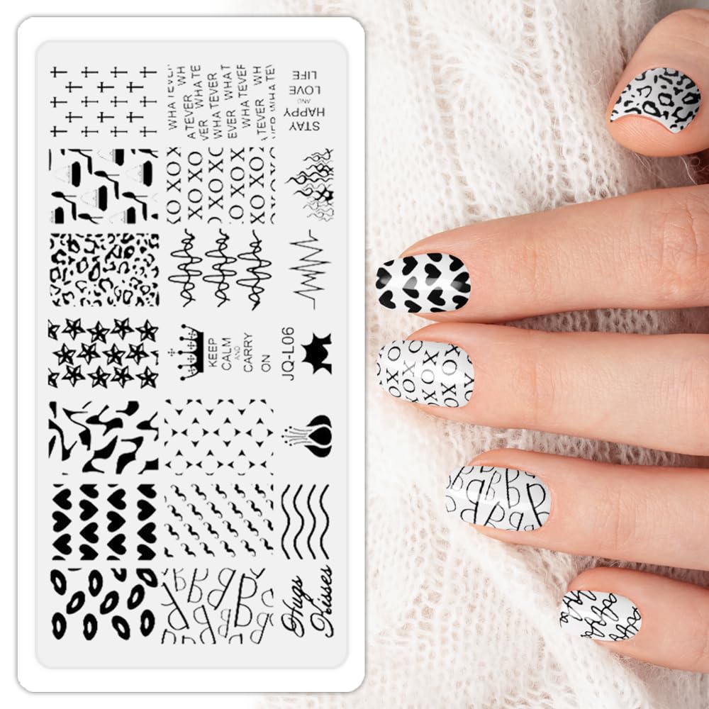BeautyLeader 10 Nail Plates Mix Designs Nail Art Image Stamp Stamping Plates Manicure Template Nail Art Tools +2 Pcs Stamper DIY Stamping Plate（1-10）