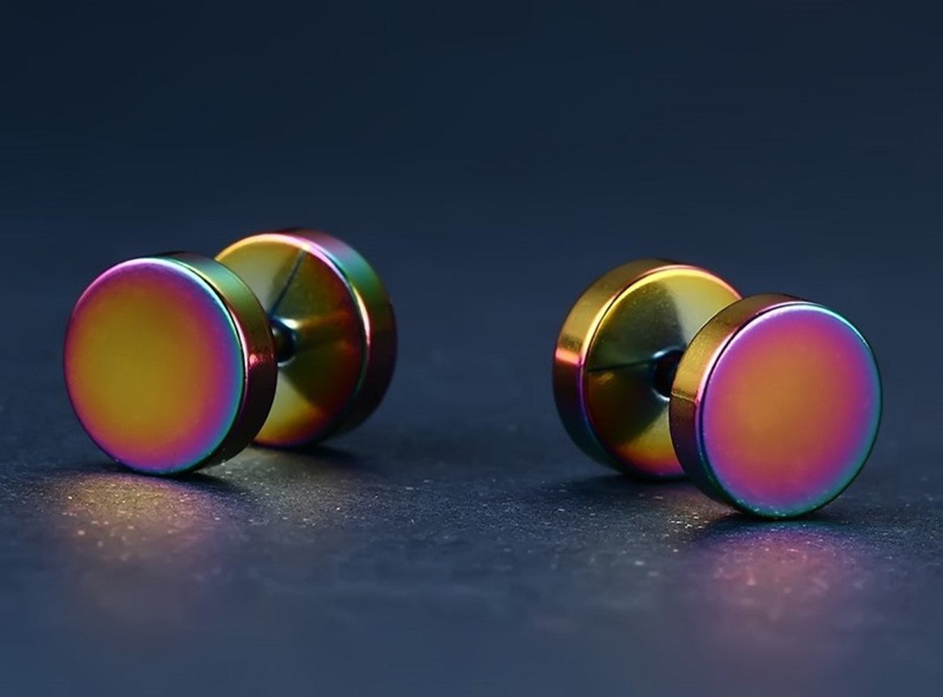 Xusamss Punk Body Piercing Titanium Steel Round Barbell Stud Earrings