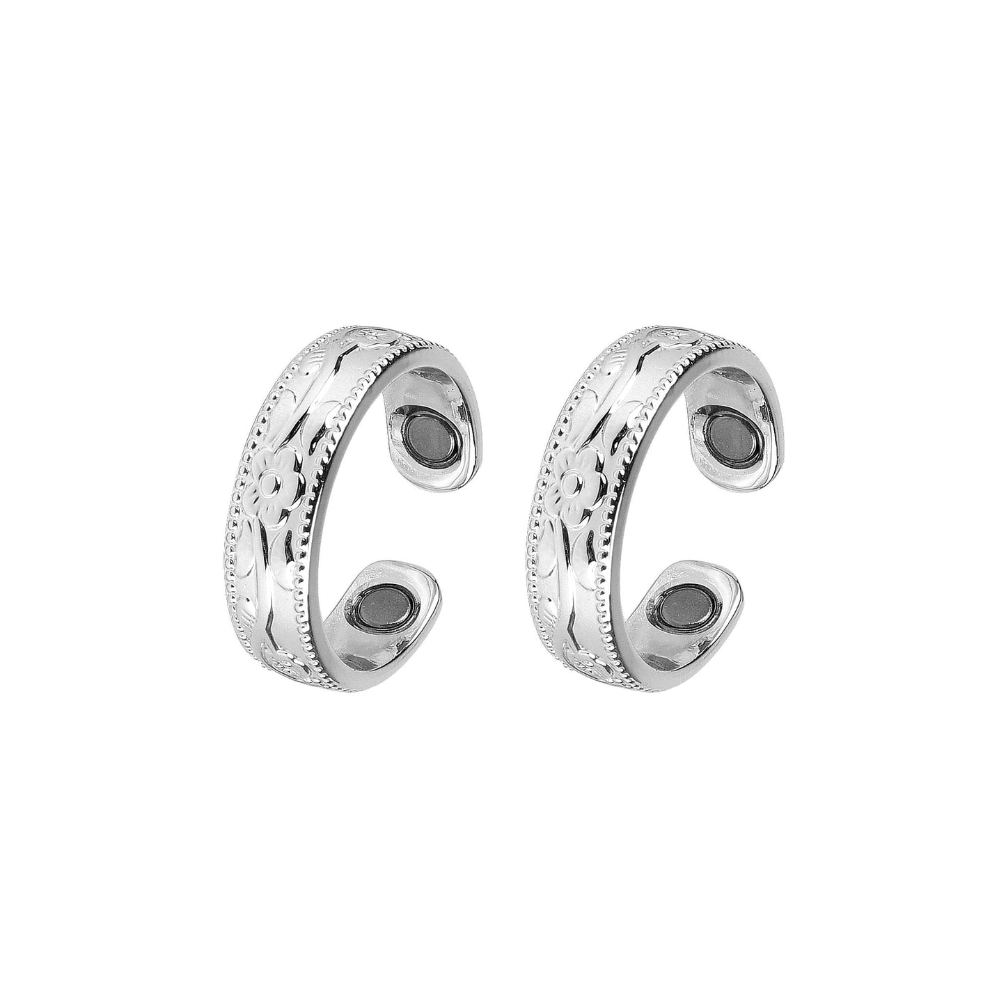 FASCIO Copper Rings for Women Men, 2PCS Pure Copper with Magnets Adjustable Ring for Fingers