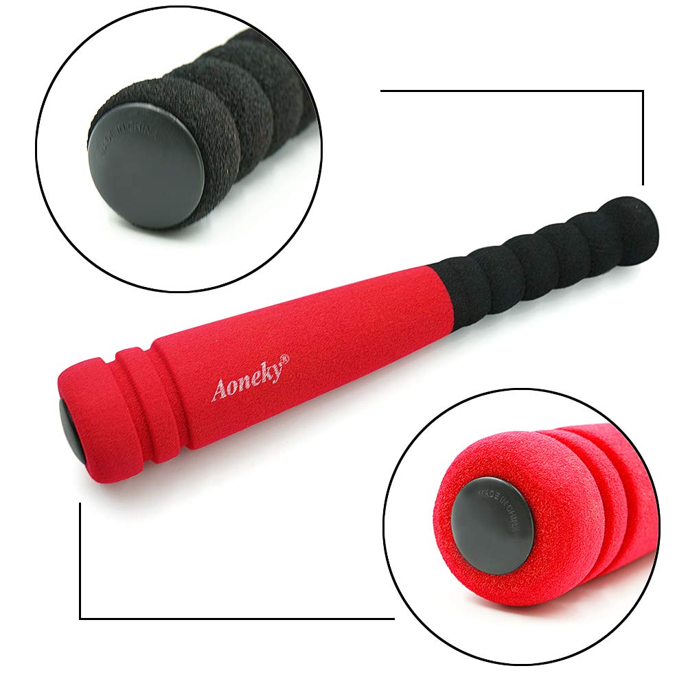 Aoneky Foam Tball Set for Toddlers 1-3 Years - First Baseball Toy with Soft Foam Bat & Balls, Stable Tee & Carry Bag, Indoor Outdoor Gift for Kids (Red)