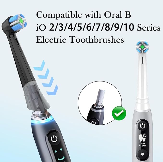 IO Replacement Brush Heads Compatible with OralB iO Series 10/9/7/8/6/5/4/3/2/ Electric Toothbrushes Replacement Heads (6Black+6White, 12 PCS)