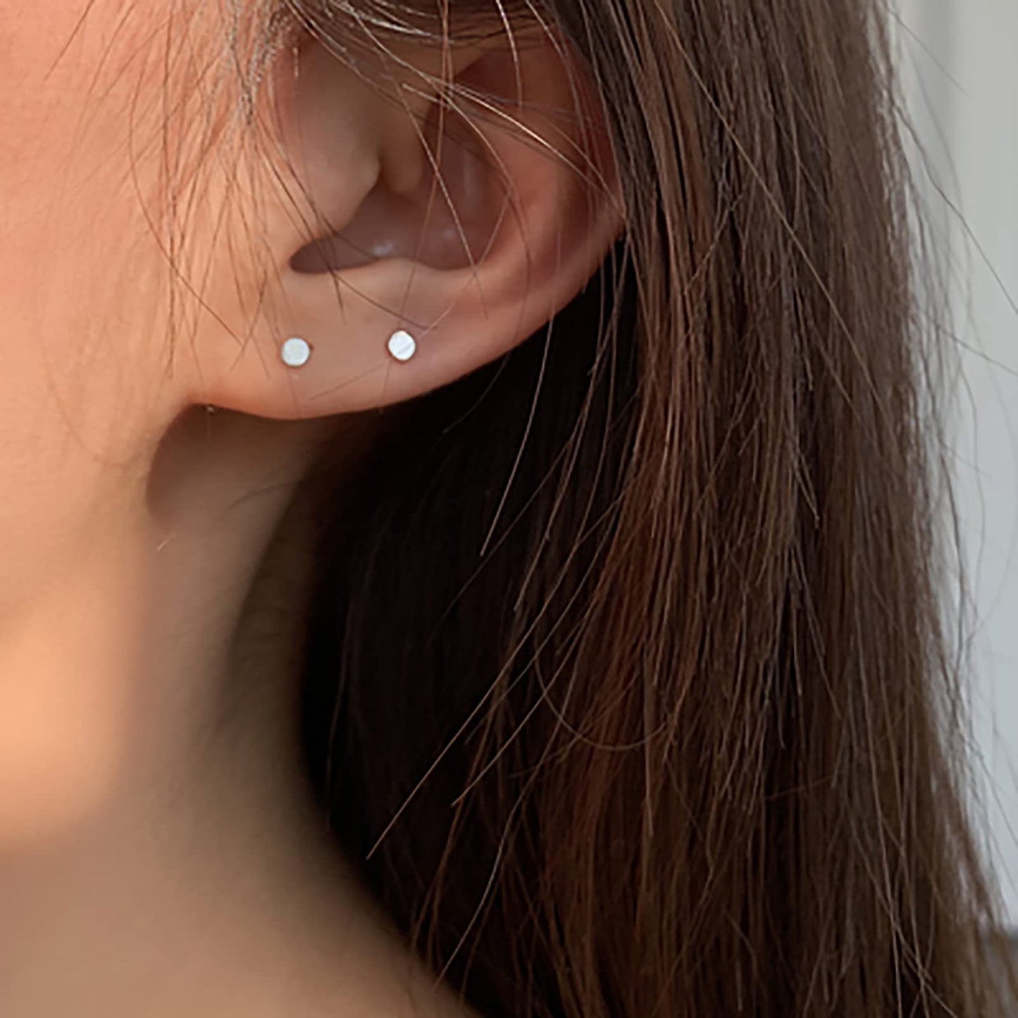 Sterling Silver Stud Earrings for Women Men- 4 Pairs of Hypoallergenic Simple Geometric Small Stud Earring Set Tiny Triangle Square Heart Star Stud Earrings Mini Cartilage Tragus Earrings, Silver
