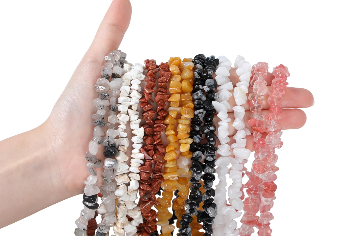 XIANNVXI Black Rutilated Quartz Beads, Natural Chip Stone Beads 400Pcs Crystal Bead 5-8mm Irregular Healing Crystal Loose Rocks for DIY Jewelry Making