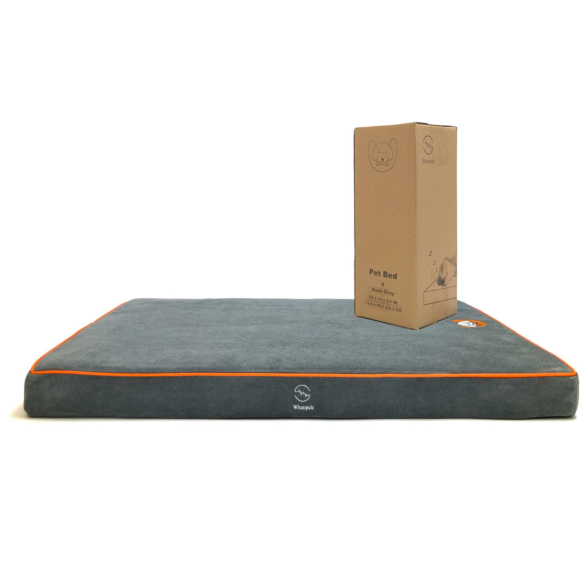 Whoopub Hard-Wearing Orthopedic Dog Bed for Crate, 53x36 Inch, Made of Memory and HR Foam, Two-Sided Use, Providing Soft and Relatively Hard Support, with an Extra Inner Waterproof Protector (Gray)