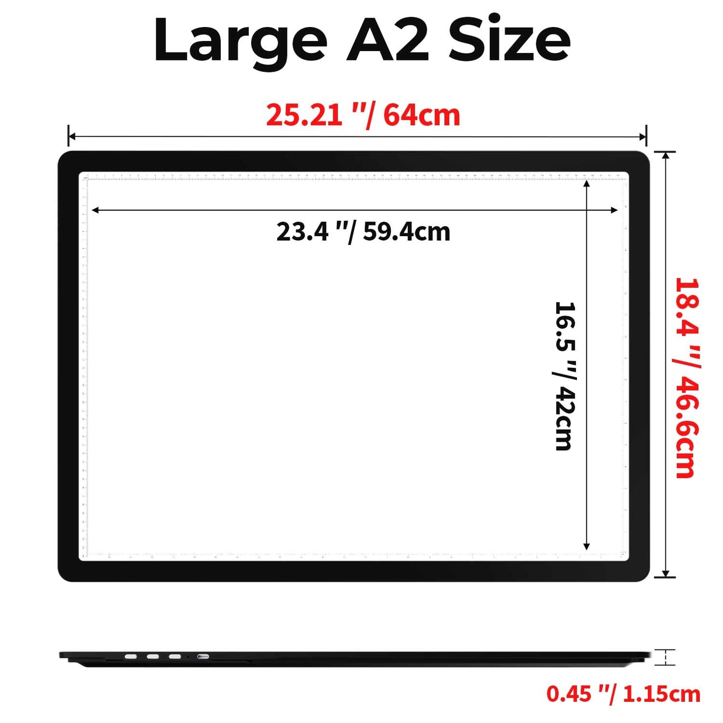 Zocelight Rechargeable A2 Light Pad 25.2" x 18.4",Magnetic Light Board for Diamond Painting,Physical Buttons,US Adapter,3 Colors,Stepless Dimming Light Box for Tracing, Light Table Sketching,Drawing