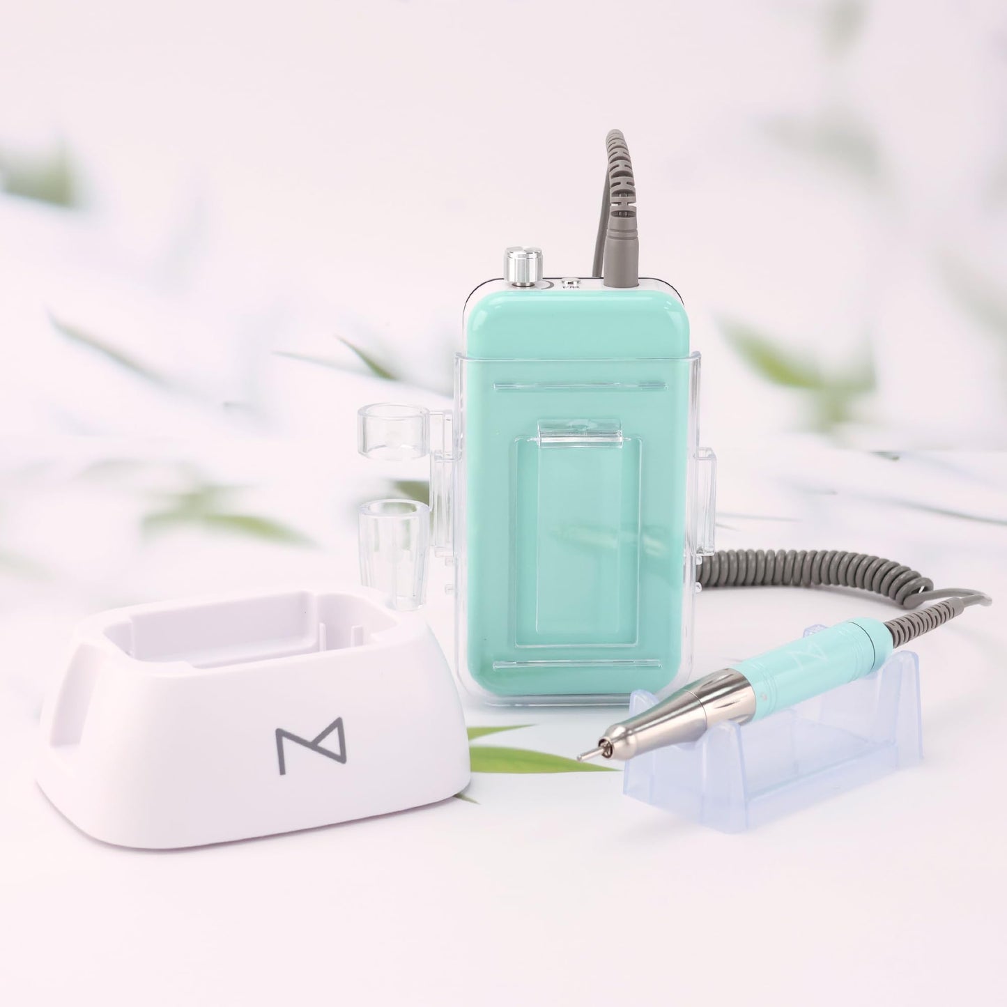 M Mase- Professional Nail Drill Machine - Coreless 2-in-1 Nail File - Electric, Cordless, 35000 RPM, HD Display - Electric Nail Drill for Professional & Home Use (Teal)