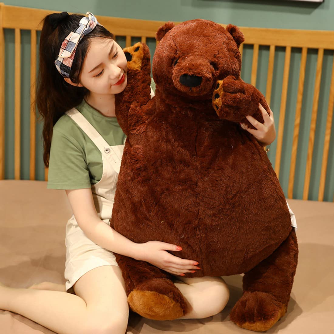 SNOWOLF Djungelskog Bear 31.5 inch Giant Simulation Bear Toy Stuffed Animal Plush Doll Huge Cuddly Brown Teddy Bear for Home Decoration Valentine's Birthday Gift, 80 cm
