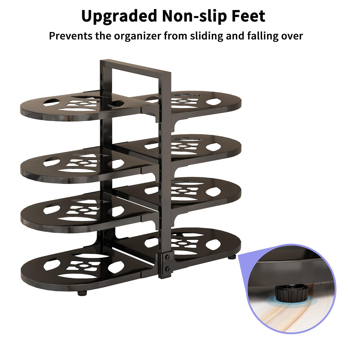 Fovkdcvw Adjustable Heavy Duty Pots and Pans Organizer Under Cabinet, 8-Tier Pot and Pan Organizers Inside Cabinet, Kitchen Cabinet Organizers and Storage, Black