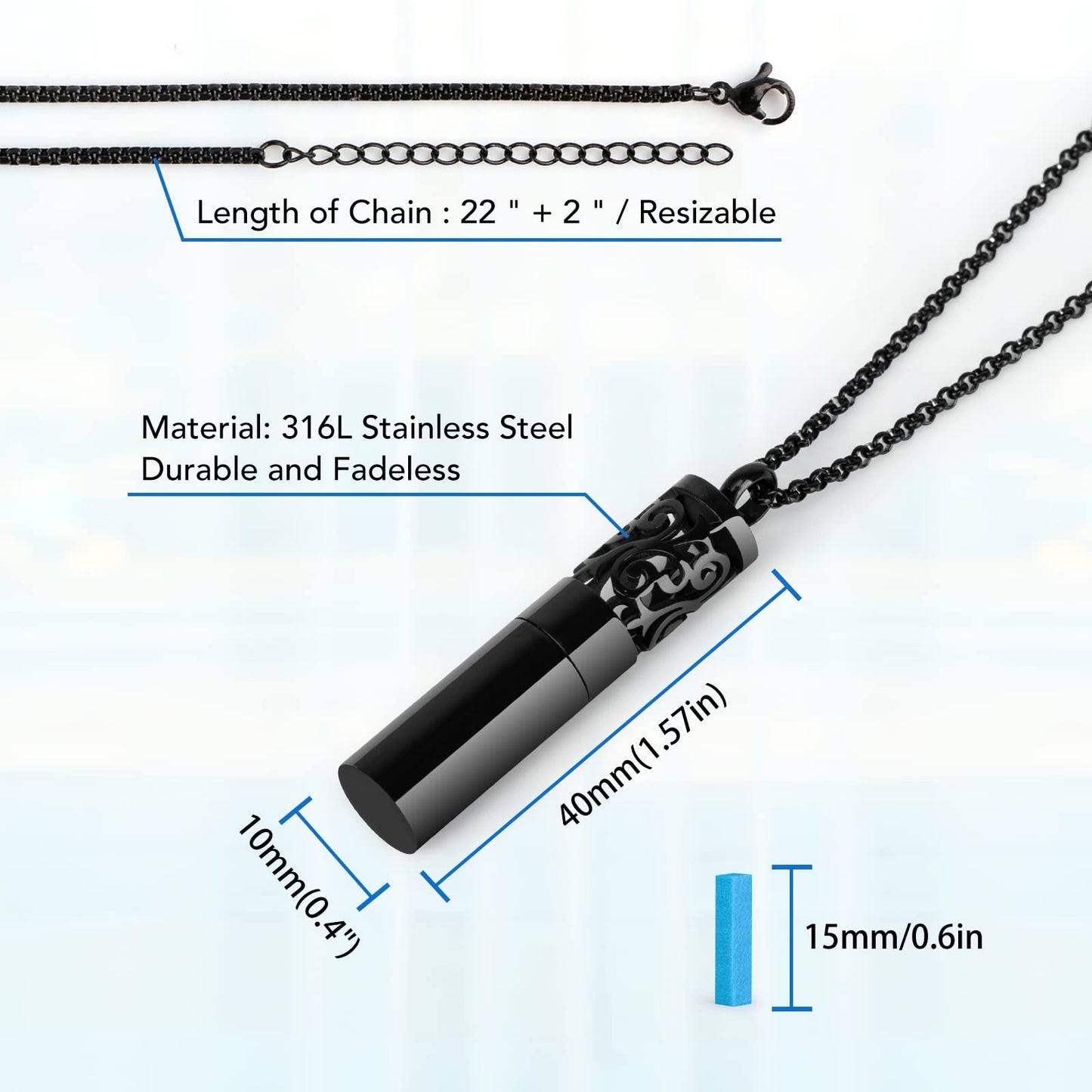 Maromalife Essential Oil Diffuser Necklaces for Women, 2PCS Aromatherapy Necklaces Stainless Steel Diffuser Locket Pendant Cylinder with 20 Felt Pads, Aroma Necklaces Gift Set for Mothers Day