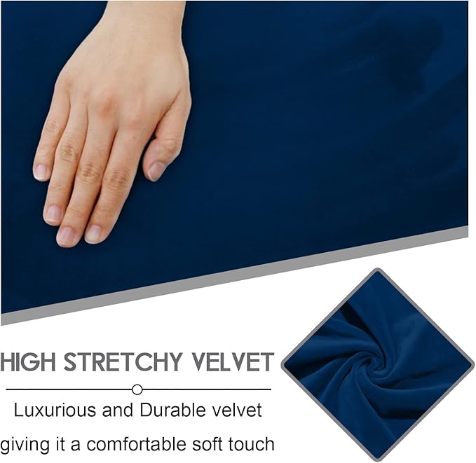 ULTICOR Velvet 8-Pieces Recliner Sofa Covers Stretch Reclining Couch Covers for 3 Cushion Reclining Sofa Slipcovers Furniture Covers Thick Soft Washable (3 Seater Recliner Cover, Navy)