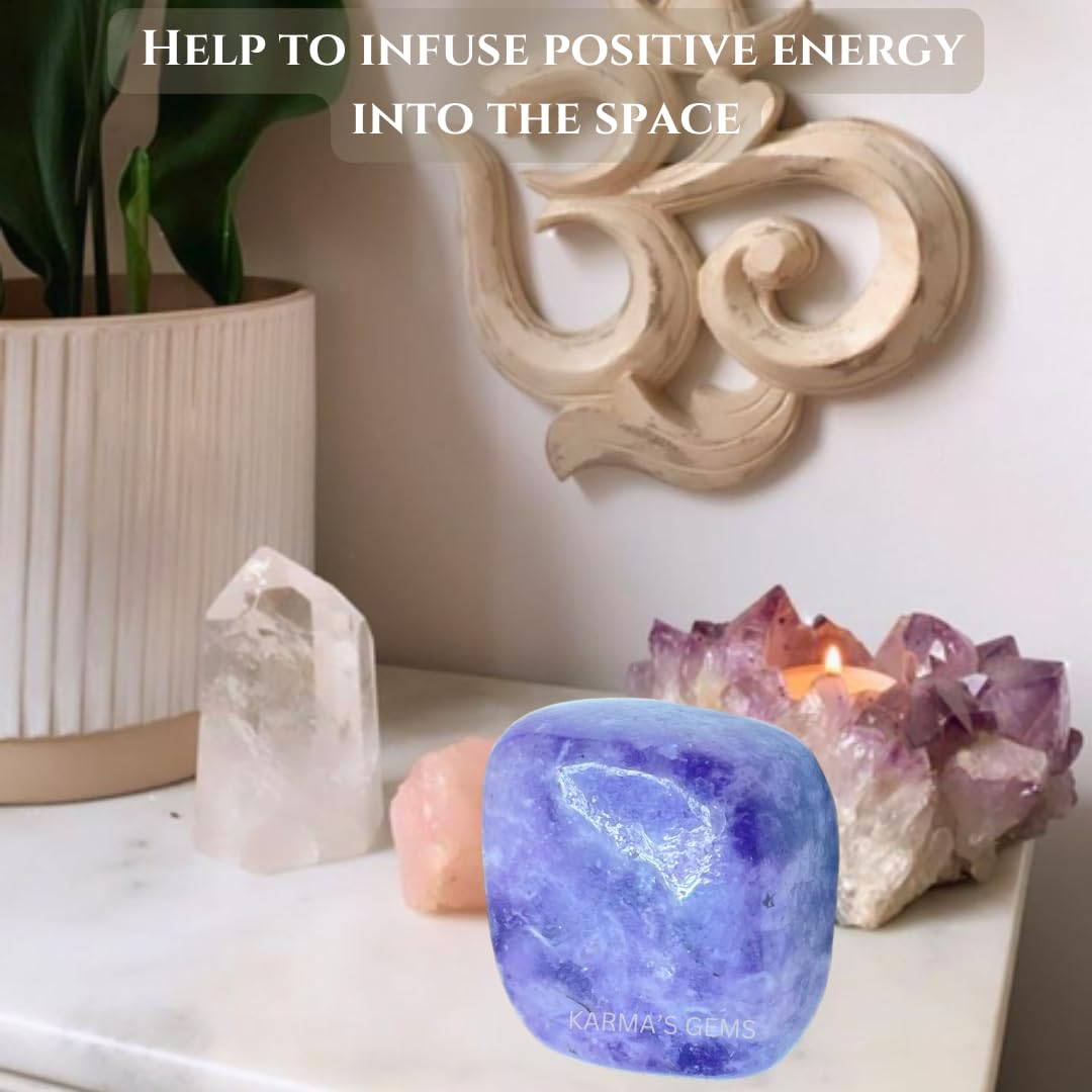 Karma Gems Lepidolite Tumbled Stones Natural Crystal Kit for Reiki Healing Crystal Polished, Tumble Stones, Chakra Balancing, Reiki Gift, Home Decor (15-25 MM)