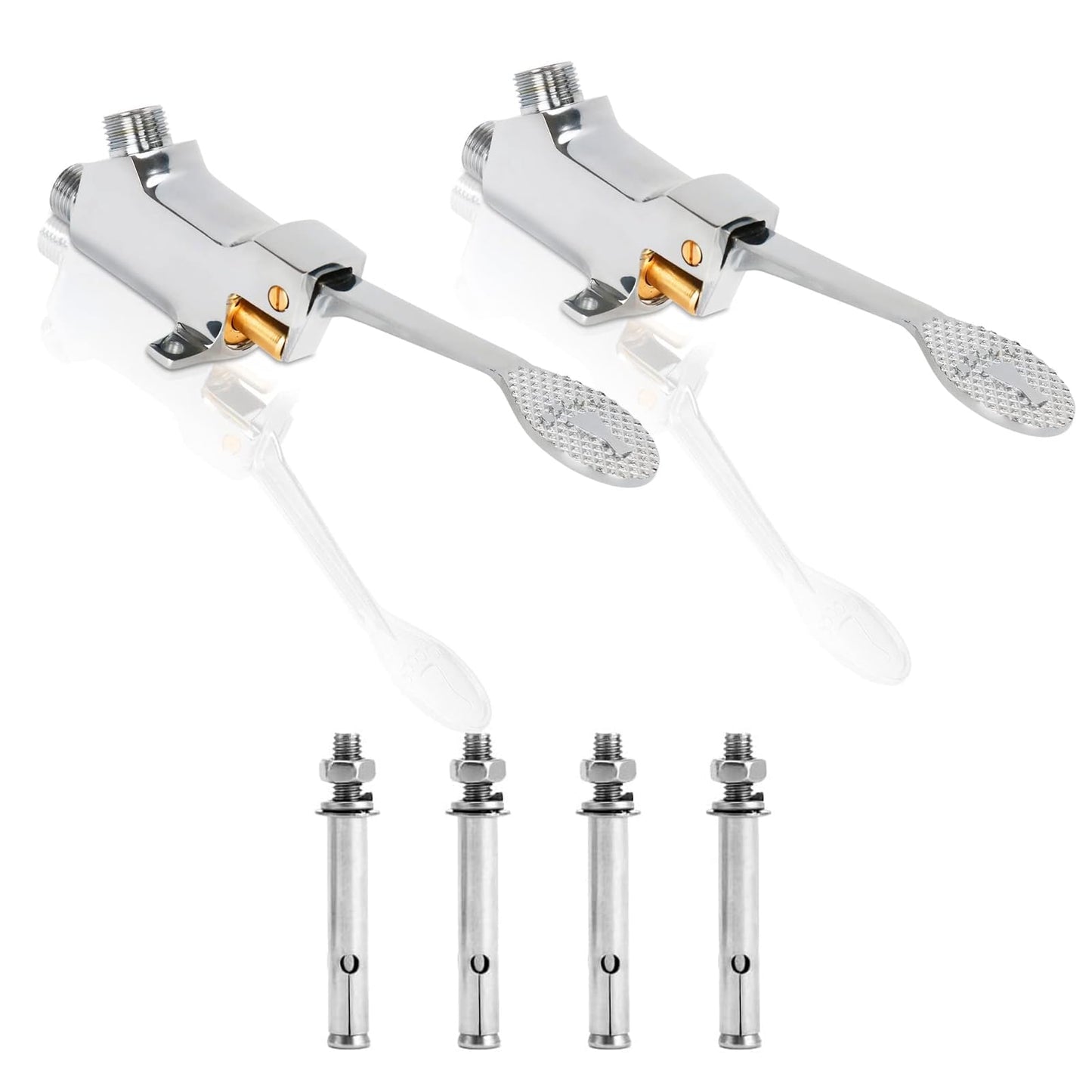 LukLoy 2 Pack Floor Mount Single Pedal Valve, Polished Chrome