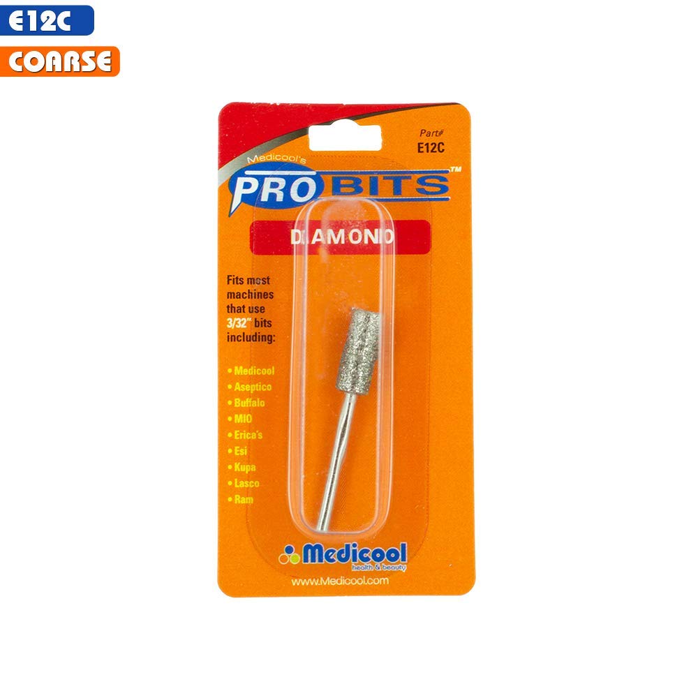Medicool Diamond Barrel Filing and Shaping Manicure and Pedicure Nail Tool Bit | E12C