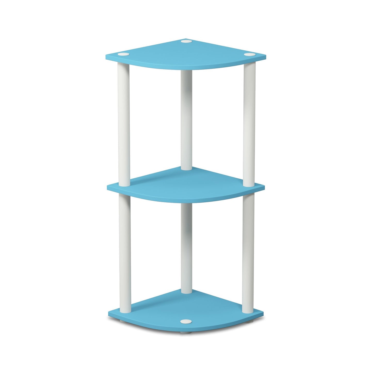 Furinno TURN-N-TUBE Corner Shelf, 3-Tier Corner Bookshelf, Display Storage Shelves with Open Shelves, for Organization and Storage, Living Room, Home Office, Garage, Light Blue