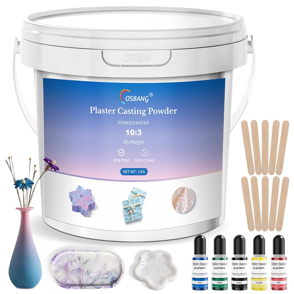 OSBANG Plaster Casting Powder 1000G/35 OZ, Water Activated Fast Curing Plaster Casting Powder, 20-30 Minutes Demold, Easy Mixing & Beginners Friendly Casting Powder for Resin Molds, Crafts & DIY Art