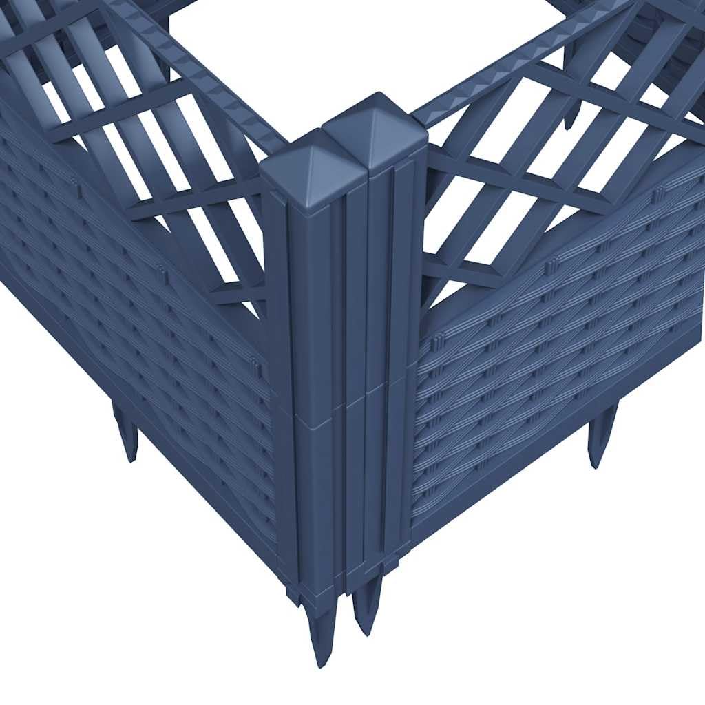Xolmizyn Modular Garden Planter Box, 17.1 Inch Square Flower Pot with Basketweave Pattern, Modern Decorative Patio Container for Balconies, Porches, and Terraces, Blue Grey