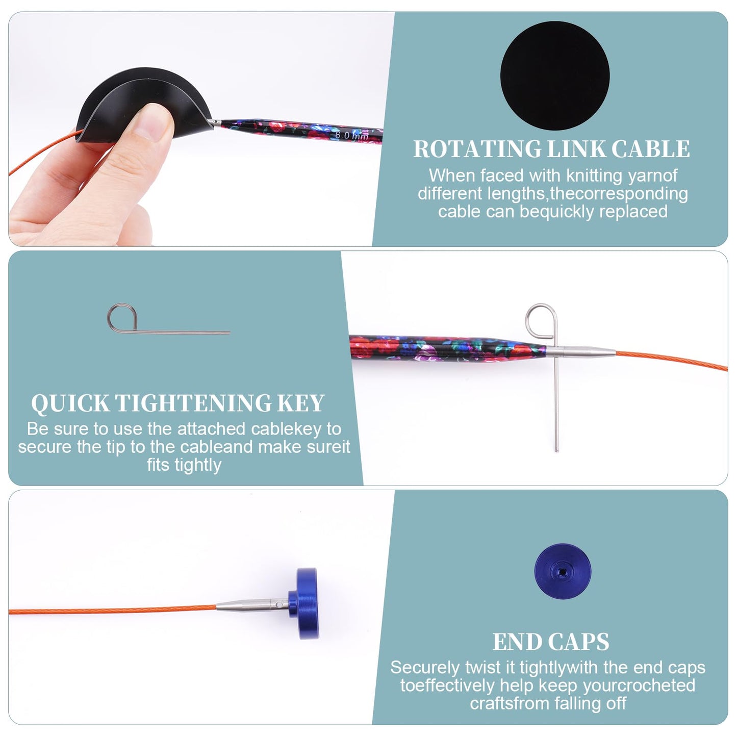 Mdoker Interchangebale Circular Knitting Needles Set 13 Pair Round Metal Knitting Needle Aluminum Circular Needle and Cables,Accessories,Case - Sizes US 2.5-15