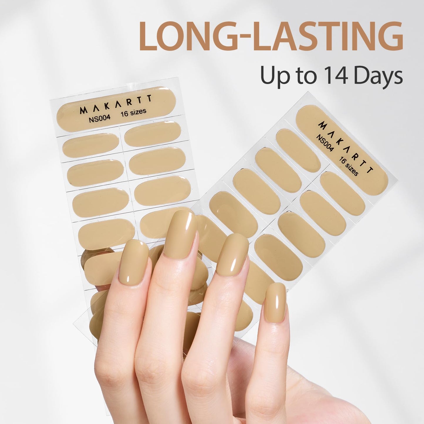 Makartt Semi Cured Gel Nail Strips Kit 2 Packs – Real Gel, Hema & TPO Free, 16 Sizes Anti-Lift Fit, UV Light Required, Salon Quality, Long Lasting, Includes Dual-Ended Tool & Prep Kit (Soft Nude)