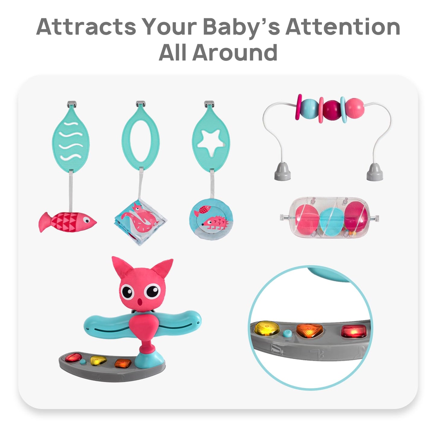 Portable Baby Activity Center Play Center 7-18 Months and Developmental Toys 7-18 Months,Pink