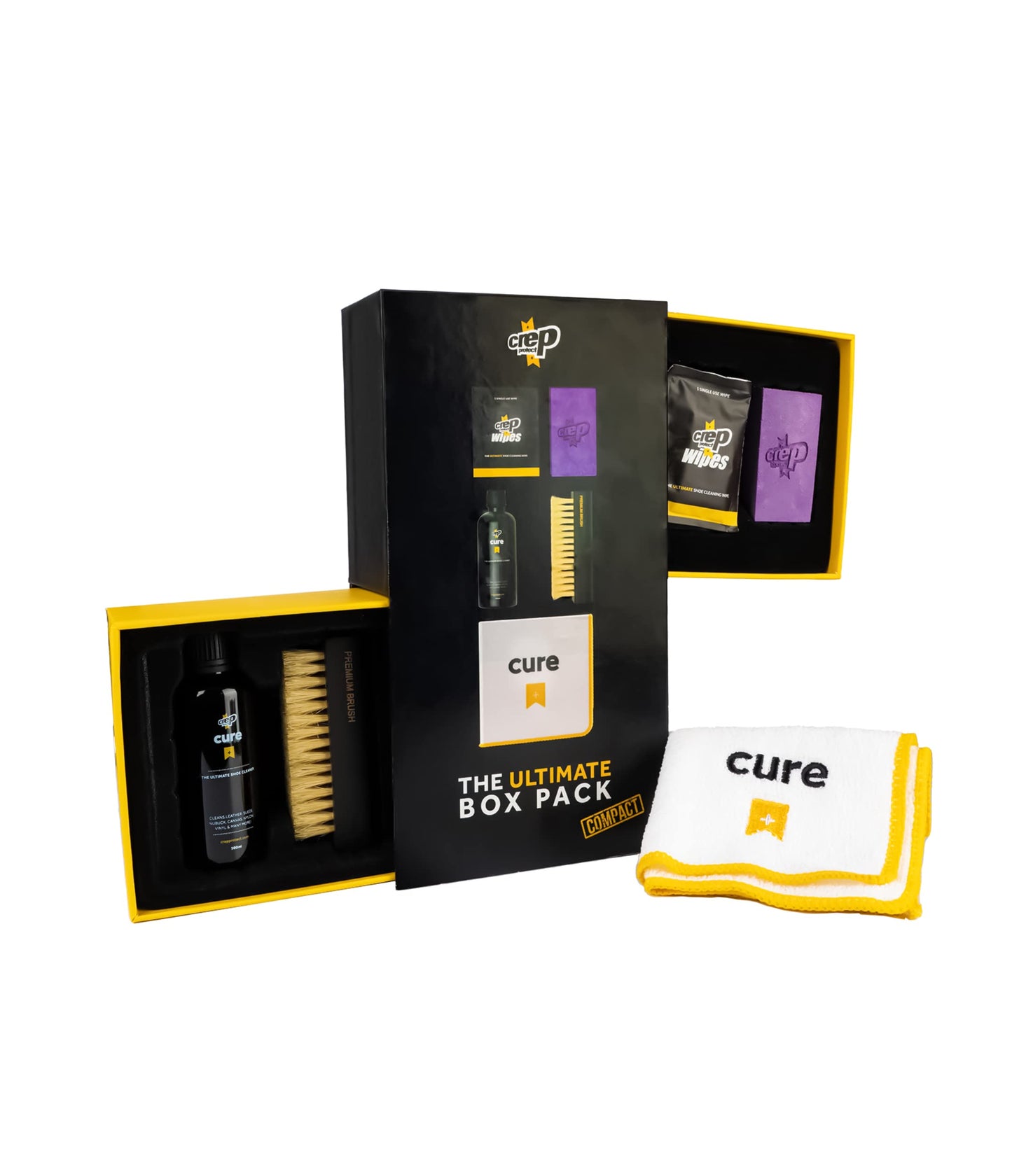 Crep Protect Shoe Care Pack - COMPACT Premium Sneaker Cleaning Kit with 9 x Sneaker Wipes, 1 x Suede & Nubuck Eraser, 3.38 Oz Cleaning Solution, Microfibre Cloth & Brush