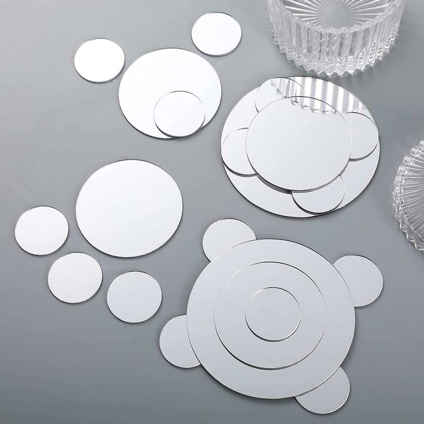 Jetec 40 Pieces Mini Size Round Mirror Small Round Mirror Adhesive Tiles Home Decoration for Crafts and DIY Projects Supplies(4 Inch, 5 Inch, 6 Inch)