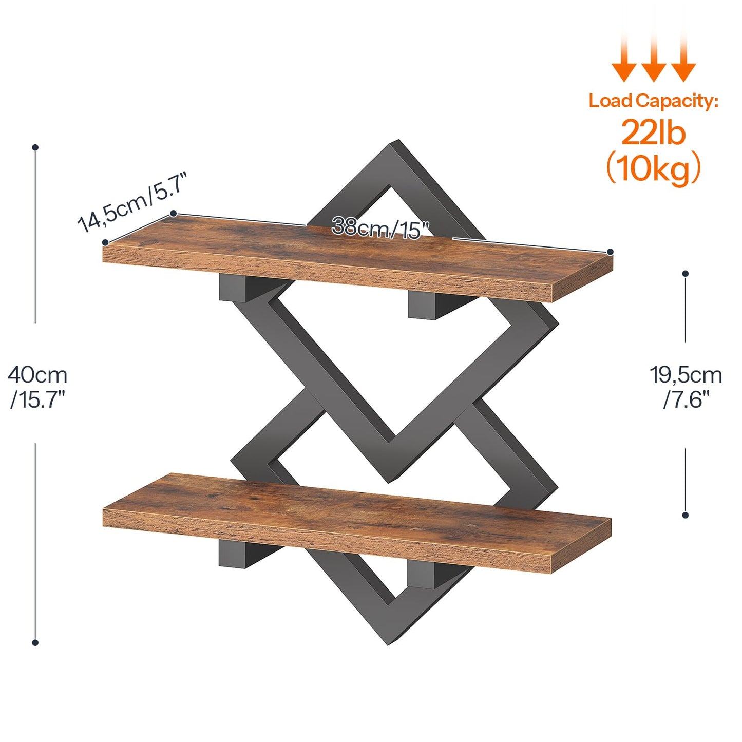 HOOBRO 15" Floating Shelves for Wall and 5 x 7 ft Area Rugs Washable Bundle, for Living Room Bedroom Kitchen, BF14BJP201-GN03AR01