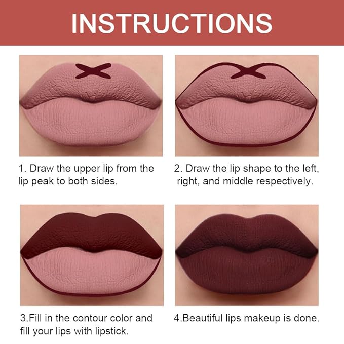 evpct 1Pcs Dark Deep Red Lip Liner and Lipstick Set Kit for Women Matte Lips Kit with Lip Liner Lip Stains Long Lasting Waterproof 24 Hour Lipstick and Lip Liners Combo Lipliners Pencil Set 15#