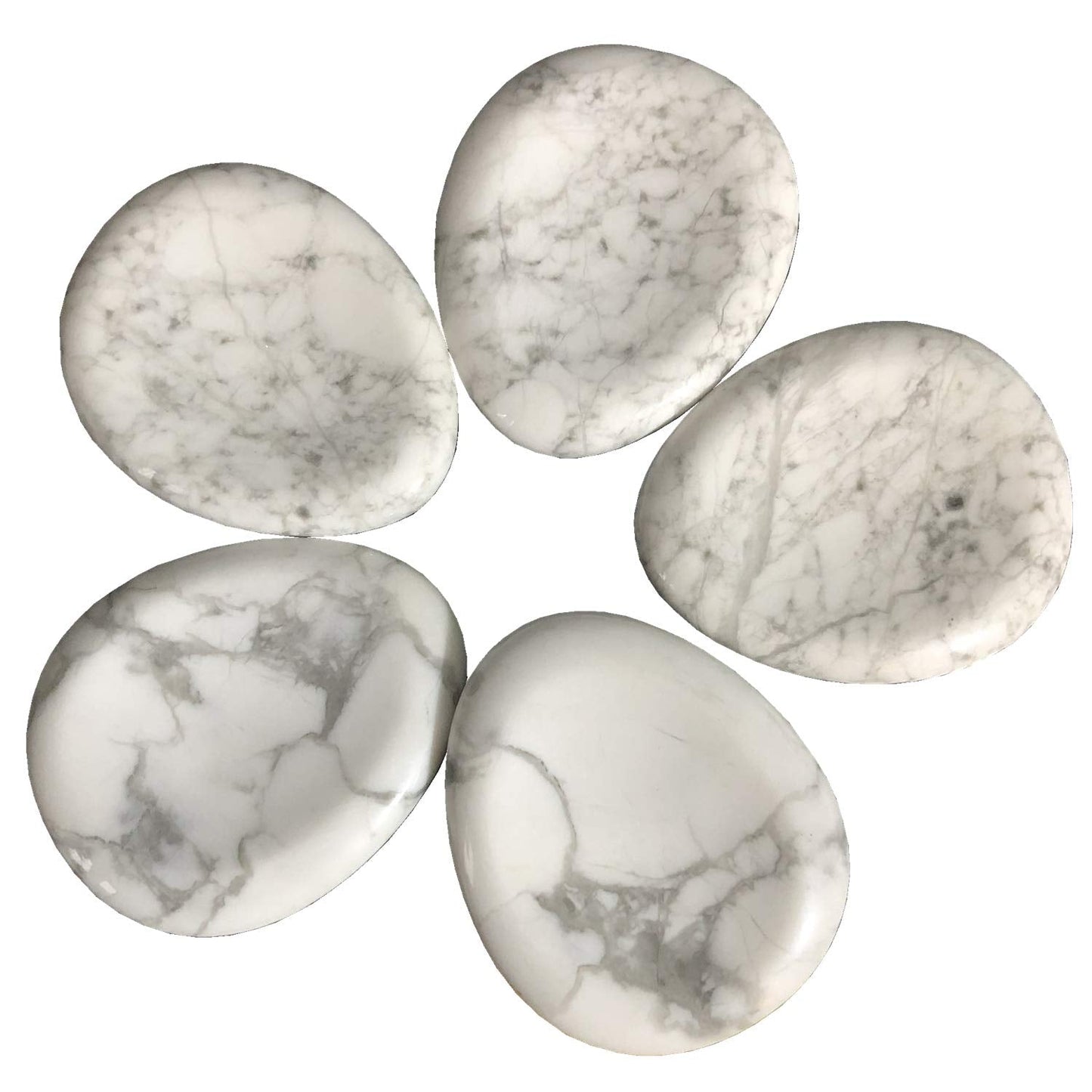 Bacatgem White Howlite Turquoise Water Drop Chakra Thumb Worry Stone,Stress Relax Healing Reiki Crystal Pocket Palm Stones