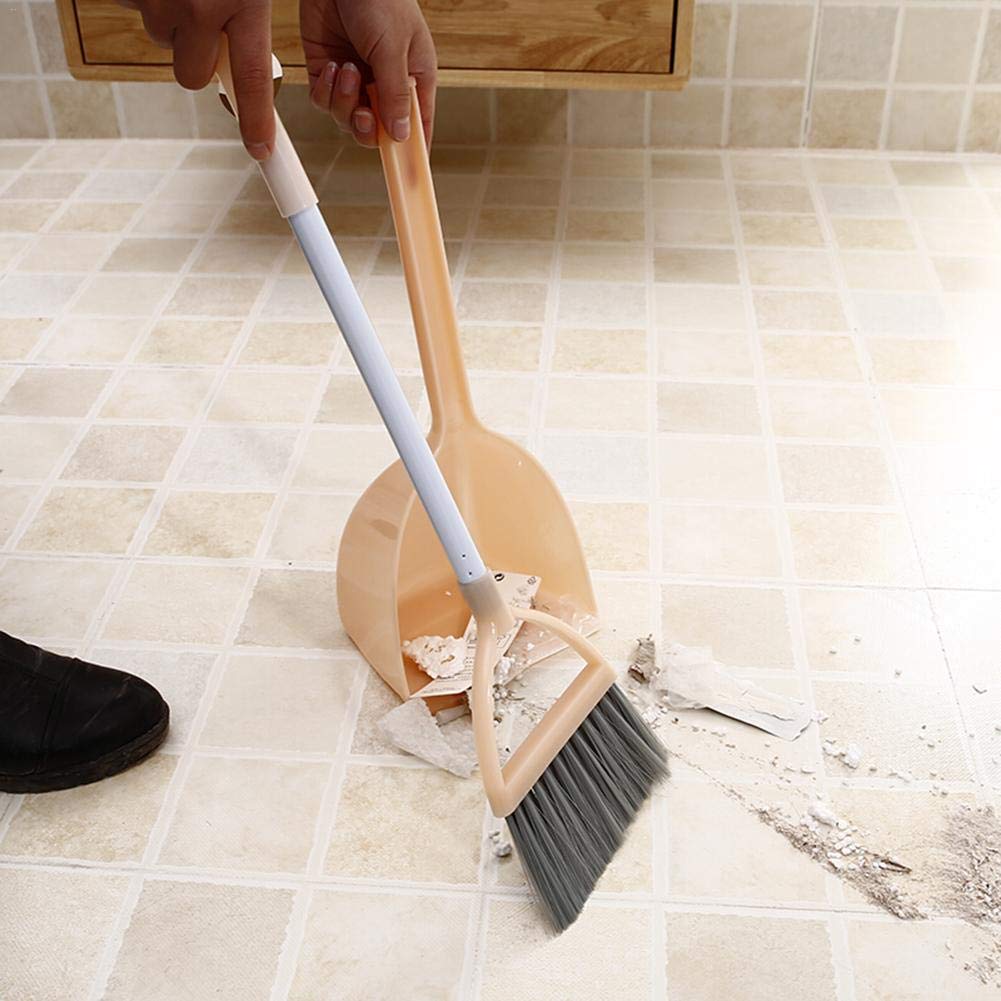 Xifando Mini Broom with Dustpan for Kids,Little Housekeeping Helper Set (Light Yellow)