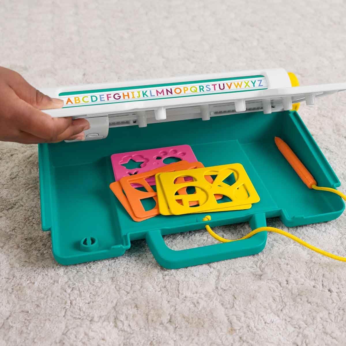 Fisher-Price Preschool Toy Learn & Doodle Desk Mess-Free Writing & Drawing Tablet with LCD Screen for Travel Creative Play Kids Ages 3+ Years