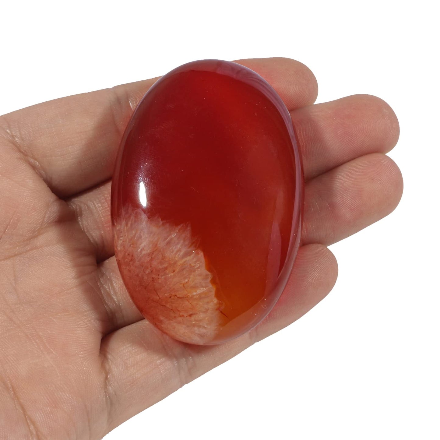 Loveliome Natural Red Agate Oval Polished Worry Stones, Healing Crystal Indoor Fountain Stones Massage Energy Anxiety Relief Items