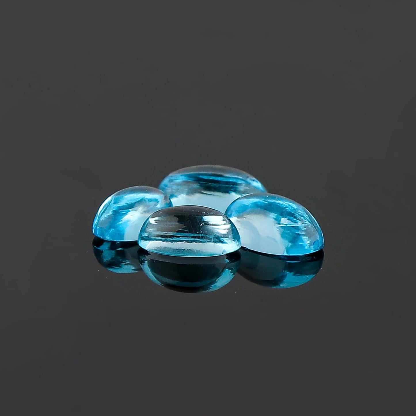 CRYSTALIS 4pcs, 8x5mm Natural Swiss-Blue-Topaz, Plain Loose Gemstone, Wholesale Bulk Cabochons, Jewelry Making Supply, Chakra Healing Polished Stones, Wire Wrapping, DIY, Gem Collection, AA+ Grade